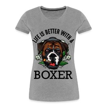 boxer - Women's Premium Organic T-Shirt - heather grey - Front - Mia (176cm)