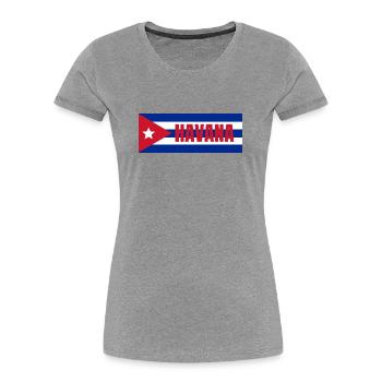 Havanna-Stadt unter kubanischer Flagge - Frauen Premium Bio T-Shirt - Grau meliert - Vorne - Mia (176cm)