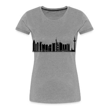 FFM - Frankfurt Skyline - Frauen Premium Bio T-Shirt - Grau meliert - Vorne - Mia (176cm)