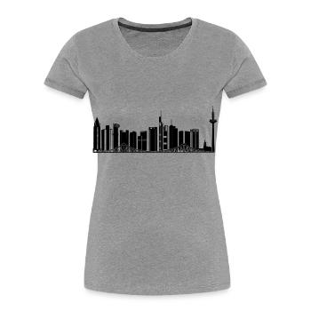 FFM - Frankfurt Skyline - Frauen Premium Bio T-Shirt - Grau meliert - Vorne - Mia (176cm)