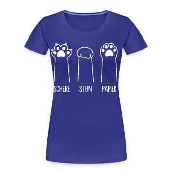 Katzenpfoten Katze Pfote Spiel Schere Stein Papier - Frauen Premium Bio T-Shirt - Königsblau - Vorne - Mia (176cm)