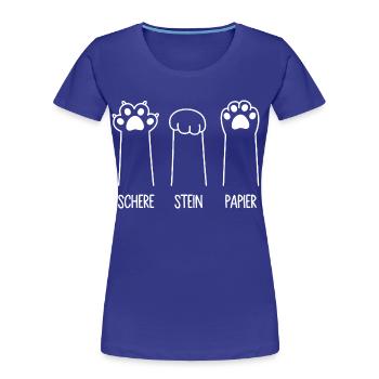 Katzenpfoten Katze Pfote Spiel Schere Stein Papier - Frauen Premium Bio T-Shirt - Königsblau - Vorne - Mia (176cm)
