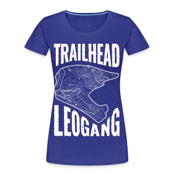 Mountainbike T-Shirt Trailhead Leogang - Frauen Premium Bio T-Shirt - Königsblau - Vorne - Mia (176cm)