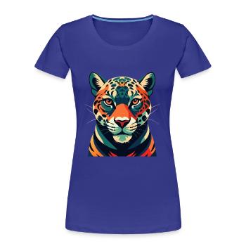 Léopard Personnage De Dessin Animé Animal De Compagnie Coloré - T-shirt bio Premium Femme - bleu roi - Devant - Mia (176cm)