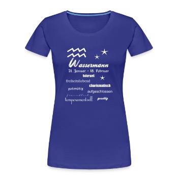 Wassermann Sternzeichen - Frauen Premium Bio T-Shirt - Königsblau - Vorne - Mia (176cm)