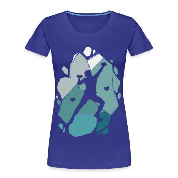 Klettern Bouldern Bergsteiger Kletterer Boulder - Frauen Premium Bio T-Shirt - Königsblau - Vorne - Mia (176cm)
