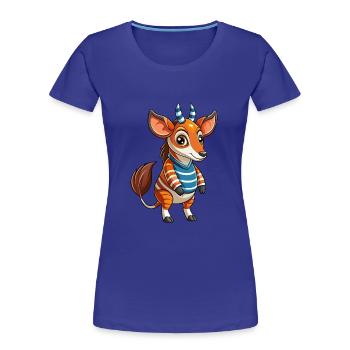 Okapi Funny Cartoon Character Musique de casque - T-shirt bio Premium Femme - bleu roi - Devant - Mia (176cm)