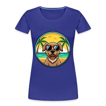 Pudelpointer Chien Race Dessin Animé Lunettes De Soleil Plage - T-shirt bio Premium Femme - bleu roi - Devant - Mia (176cm)
