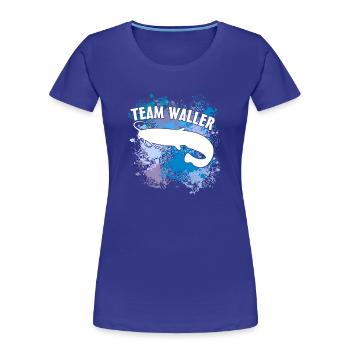 Wels Waller fischen Wels auf Farbklecksen - Frauen Premium Bio T-Shirt - Königsblau - Vorne - Mia (176cm)
