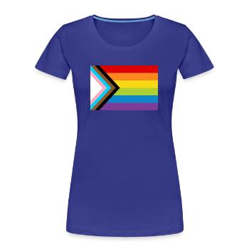 LGBT Pride Flag / Neue Regenbogen Progress Flagge - Frauen Premium Bio T-Shirt - Königsblau - Vorne - Mia (176cm)