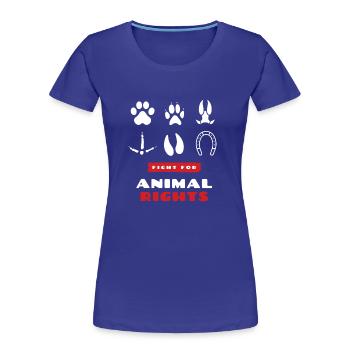 animal rights - Frauen Premium Bio T-Shirt - Königsblau - Vorne - Mia (176cm)