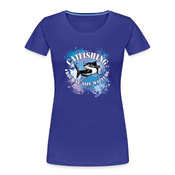 Wels Waller fischen Wels auf Farbklecksen - Frauen Premium Bio T-Shirt - Königsblau - Vorne - Mia (176cm)