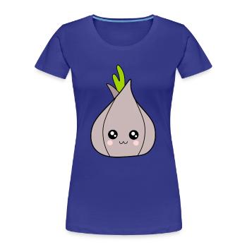 Kawaii Zwiebel Knoblauch Kawaii Gemüse Kawaii Obst - Frauen Premium Bio T-Shirt - Königsblau - Vorne - Mia (176cm)