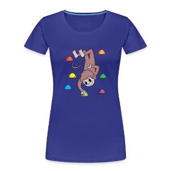 Singe sur le mur d'escalade - escalade - cadeau - T-shirt bio Premium Femme - bleu roi - Devant - Mia (176cm)
