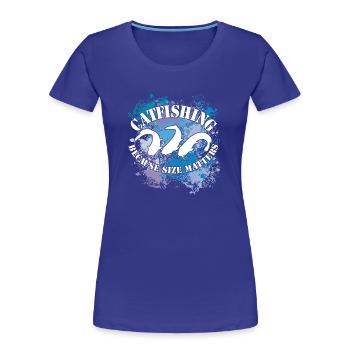 Wels Waller fischen Wels auf Farbklecksen - Frauen Premium Bio T-Shirt - Königsblau - Vorne - Mia (176cm)