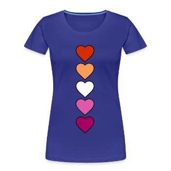 Lesbian Lesbian Hearts - Women's Premium Organic T-Shirt - royal blue - Front - Mia (176cm)