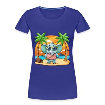 Elefant Lustige Cartoon Sommer Strand Sonnenbrille - Frauen Premium Bio T-Shirt - Königsblau - Vorne - Mia (176cm)