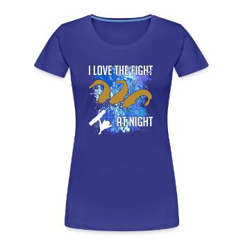 Poisson-chat Poisson-chat Pêche Silhouette de poisson-chat et taches de couleur - T-shirt bio Premium Femme - bleu roi - Devant - Mia (176cm)