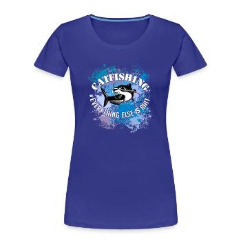 Wels Waller fischen Wels auf Farbklecksen - Frauen Premium Bio T-Shirt - Königsblau - Vorne - Mia (176cm)
