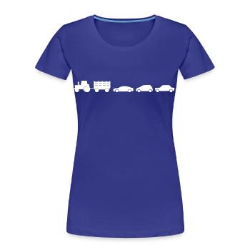 Tracteur avec remorque et voitures - T-shirt bio Premium Femme - bleu roi - Devant - Mia (176cm)