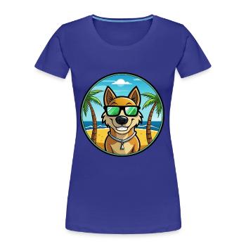 Alano Español Hunderasse Cartoon Sonnenbrille Strand - Frauen Premium Bio T-Shirt - Königsblau - Vorne - Mia (176cm)
