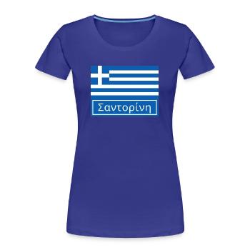 Santorini auf Griechisch geschrieben - Frauen Premium Bio T-Shirt - Königsblau - Vorne - Mia (176cm)