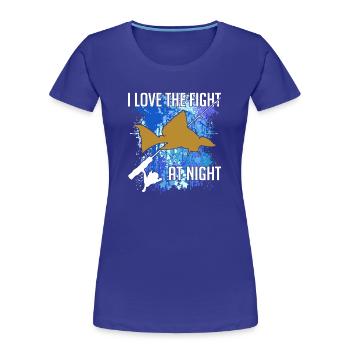 Waller Welssilhouette Angelrute und Farbkleckse - Frauen Premium Bio T-Shirt - Königsblau - Vorne - Mia (176cm)