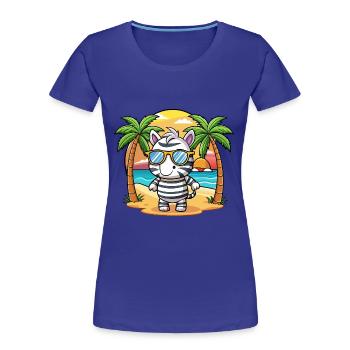 Zebra Lustige Cartoon Sommer Strand Sonnenbrille - Frauen Premium Bio T-Shirt - Königsblau - Vorne - Mia (176cm)