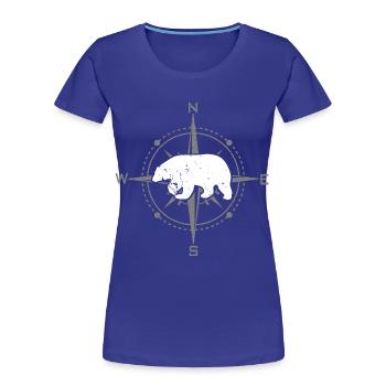 Kompass mit Eisbär | Nordland - Frauen Premium Bio T-Shirt - Königsblau - Vorne - Mia (176cm)