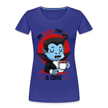 Blutkaffee Vampir Cartoon - Frauen Premium Bio T-Shirt - Königsblau - Vorne - Mia (176cm)