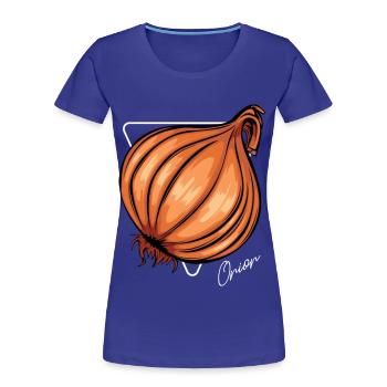 Trendy Onion Cool Gemüse Zwiebeln - Frauen Premium Bio T-Shirt - Königsblau - Vorne - Mia (176cm)