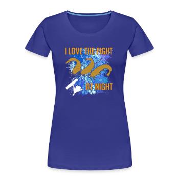 Waller Welssilhouette Angelrute und Farbkleckse - Frauen Premium Bio T-Shirt - Königsblau - Vorne - Mia (176cm)