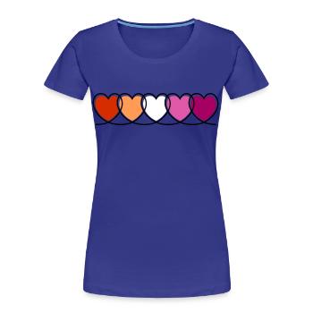 Lesbian Lesbian Hearts - Women's Premium Organic T-Shirt - royal blue - Front - Mia (176cm)
