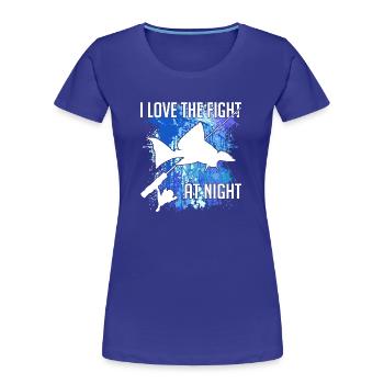 Waller Welssilhouette Angelrute und Farbkleckse - Frauen Premium Bio T-Shirt - Königsblau - Vorne - Mia (176cm)