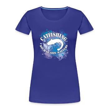 Wels Waller fischen Wels auf Farbklecksen - Frauen Premium Bio T-Shirt - Königsblau - Vorne - Mia (176cm)