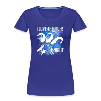 Waller Welssilhouette Angelrute und Farbkleckse - Frauen Premium Bio T-Shirt - Königsblau - Vorne - Mia (176cm)