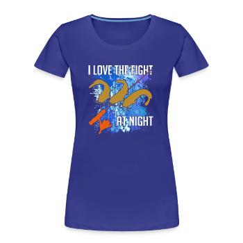 Waller Welssilhouette Angelrute und Farbkleckse - Frauen Premium Bio T-Shirt - Königsblau - Vorne - Mia (176cm)