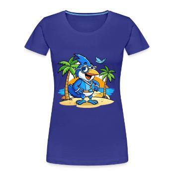 Blue Jay Lustige Cartoon Sommer Strand Sonnenbrille - Frauen Premium Bio T-Shirt - Königsblau - Vorne - Mia (176cm)
