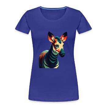Okapi Personnage De Dessin Animé Animal De Compagnie Coloré - T-shirt bio Premium Femme - bleu roi - Devant - Mia (176cm)