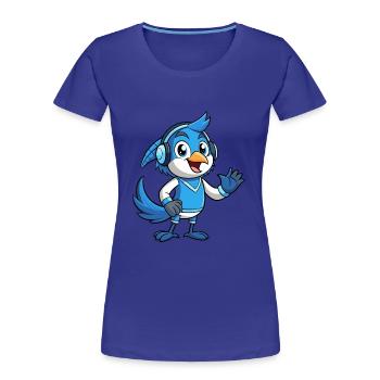 Blue Jay Lustige Cartoon Figur Kopfhörer Musik - Frauen Premium Bio T-Shirt - Königsblau - Vorne - Mia (176cm)