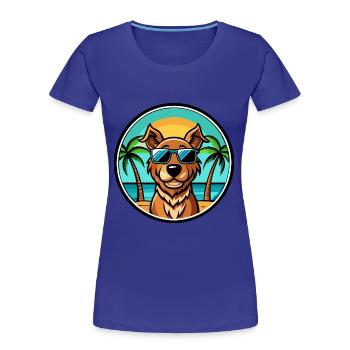 Pudelpointer Chien Race Dessin Animé Lunettes De Soleil Plage - T-shirt bio Premium Femme - bleu roi - Devant - Mia (176cm)