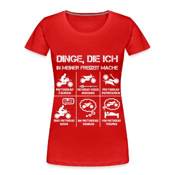 Freizeit - Motorradfahrer - Biker - Frauen Premium Bio T-Shirt - Rot - Vorne - Mia (176cm)