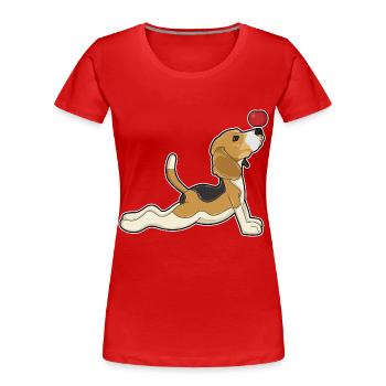 Beagle - Frauen Premium Bio T-Shirt - Rot - Vorne - Mia (176cm)