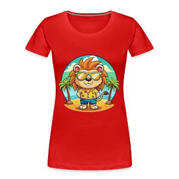 Lunettes de soleil de plage d’été Lion Funny Cartoon - T-shirt bio Premium Femme - rouge - Devant - Mia (176cm)