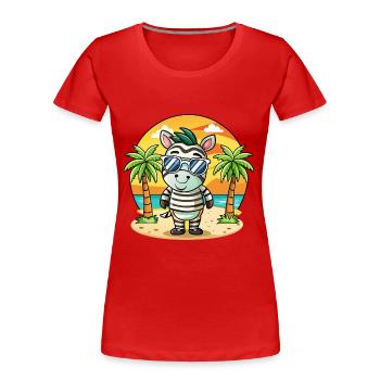 Zebra Lustige Cartoon Sommer Strand Sonnenbrille - Frauen Premium Bio T-Shirt - Rot - Vorne - Mia (176cm)