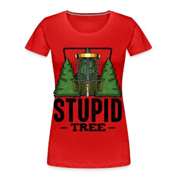 Stupide arbre Disc Golf disant cadeau Frisbee - T-shirt bio Premium Femme - rouge - Devant - Mia (176cm)