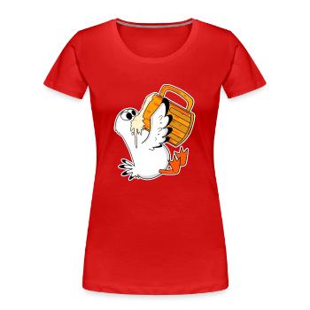 Seemöwe Bier Möwe Nordsee Norddeutschland - Frauen Premium Bio T-Shirt - Rot - Vorne - Mia (176cm)