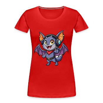 Fledermaus Lustige Zeichentrickfigur Kopfhörer Musik - Frauen Premium Bio T-Shirt - Rot - Vorne - Mia (176cm)
