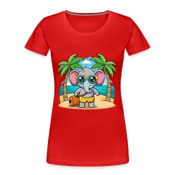 Elefant Lustige Cartoon Sommer Strand Sonnenbrille - Frauen Premium Bio T-Shirt - Rot - Vorne - Mia (176cm)