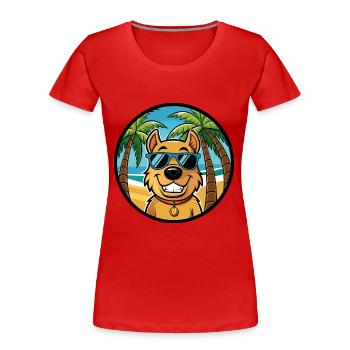 Billy Hunderasse Cartoon Sonnenbrille Strand - Frauen Premium Bio T-Shirt - Rot - Vorne - Mia (176cm)